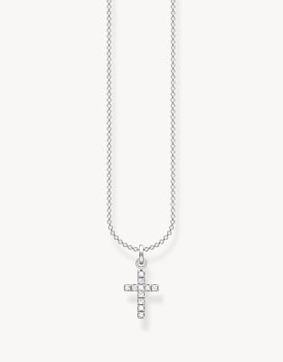 Thomas Sabo - Halskette aus 925er Sterlingsilber mit Kreuzanhänger mit Pavé-Schmucksteinbesatz