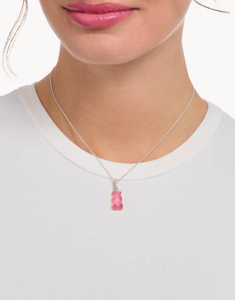 Thomas Sabo – Halskette aus 925er Sterlingsilber mit rosafarbenem Goldbären-Anhänger und Zirkonia-Schmucksteinbesatz - view 1