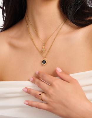 Thomas Sabo - Halskette aus Sterlingsilber mit 18-karätiger Vergoldung in Gelbgold und Herzanhänger-Goldfarben