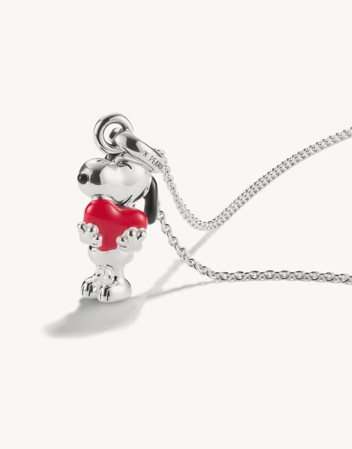 Thomas Sabo – Halskette in Silber, Schwarz und Rot mit Snoopy-Anhänger mit Herzdetail, 2 von 3