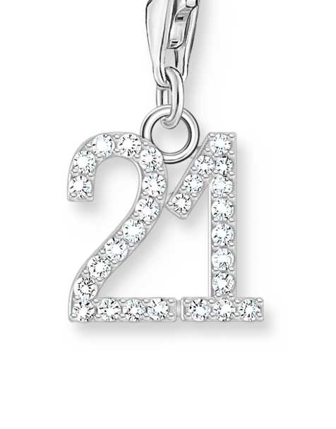 Thomas Sabo - Hangertje met nummer 21 met zirkonia steentjes in 925 sterling zilver - view 1
