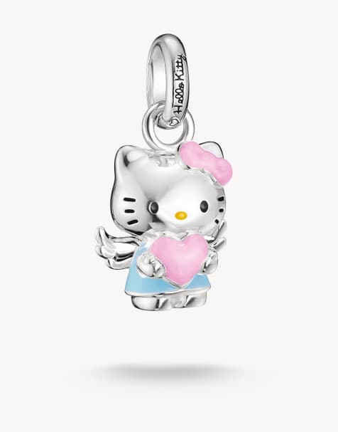 Thomas Sabo Hello kitty angel charm with a heart – connect in silver, black, pink - view 1