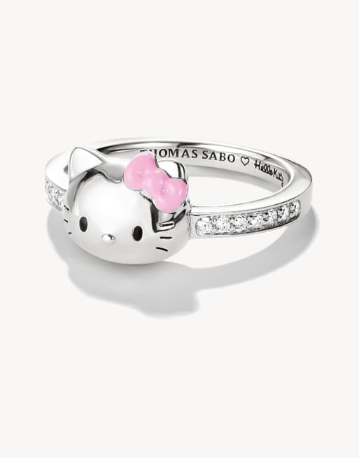Thomas Sabo Hello Kitty bague nœud rose en argent, noir, blanc, rose, 2 de 5