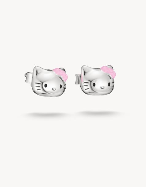 Thomas Sabo Hello Kitty boucles d'oreilles puces nœud rose en argent, noir, rose - view 1