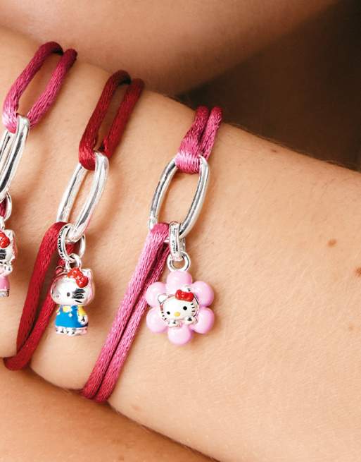 Thomas Sabo Hello Kitty bracelet textile rose avec charm – connect en argenté, noir, rouge, rose, 4 de 4