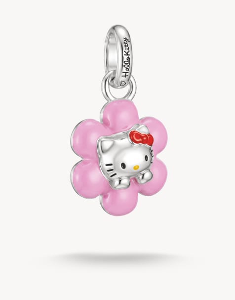 Thomas Sabo Hello kitty charm pink flower – connect in silver, black, red, yellow - view 1