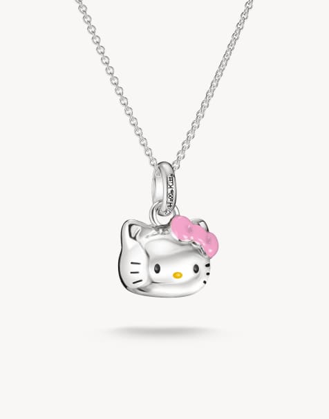 Thomas Sabo Hello Kitty Halskette mit rosa Schleife in Silber, Schwarz, Gelb, Pink - view 1