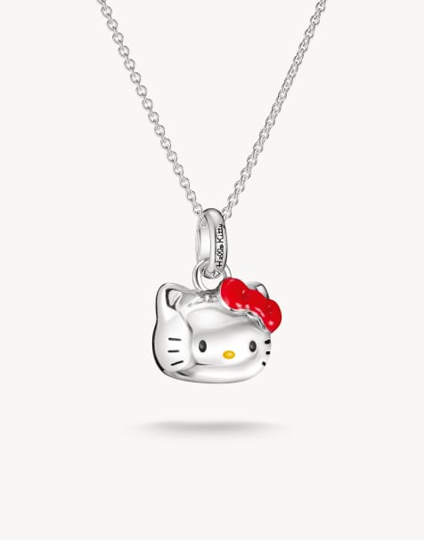 Thomas Sabo Hello Kitty Halskette mit roter Schleife in Silber, Schwarz, Rot, Gelb - view 1