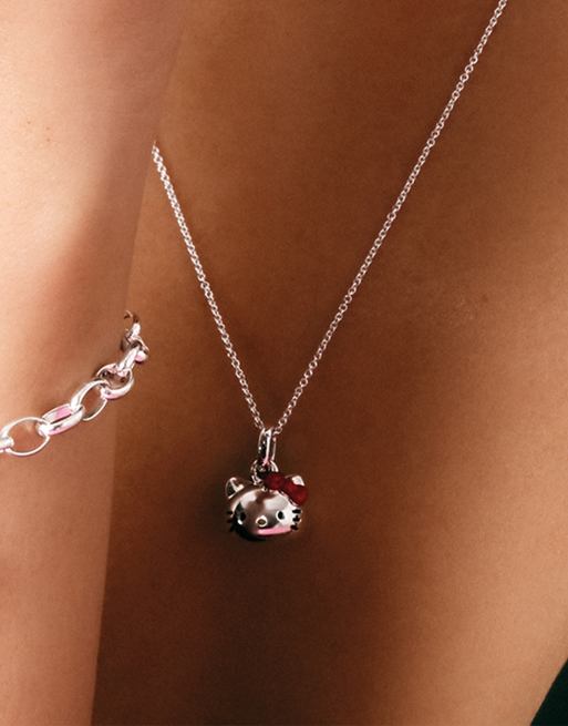 Thomas Sabo Hello kitty necklace red bow in silver, black, red, yellow, 4 of 4