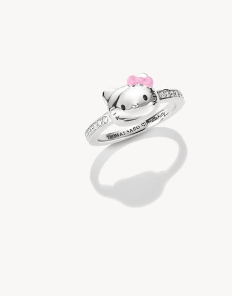 Thomas Sabo Hello Kitty Ring mit rosa Schleife in Silber, Schwarz, Weiß, Pink - view 1