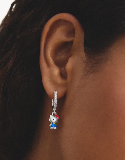 Thomas Sabo Hello kitty single hoop earring with white zirconia in silver, black, red, yellow, 3 of 4