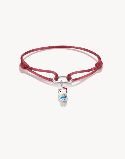 Thomas Sabo Hello Kitty Textilarmband rot mit Charm – Connect in Silber, Schwarz, Rot, Pink - view 1