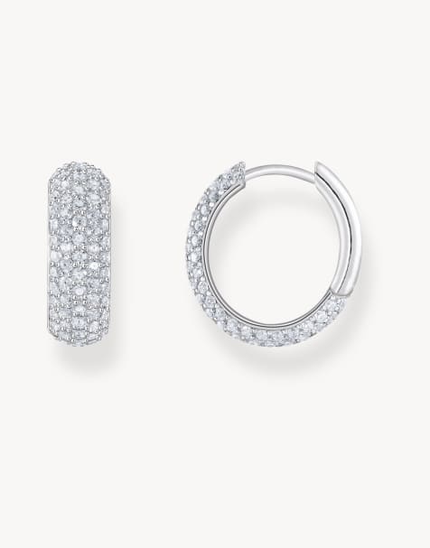 Thomas Sabo Hoop earrings in silver, white - view 1