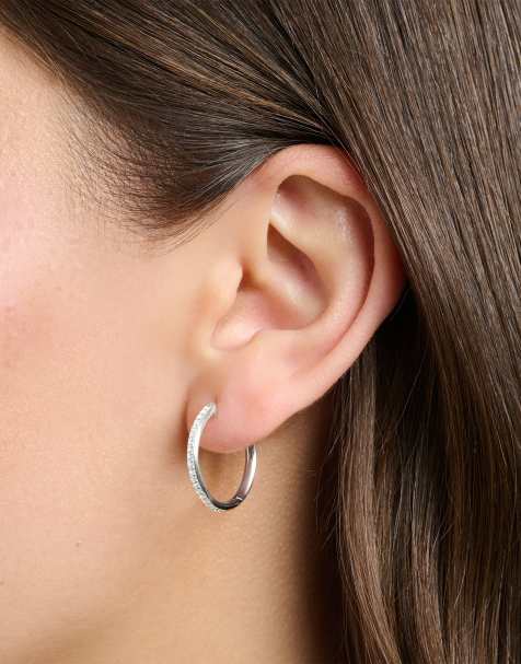 Thomas Sabo hoop earrings with white stones in silver - SILVER - view 1