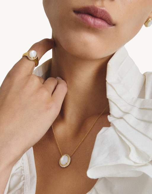 Thomas Sabo Kette mit Perlmutt und weißem Zirkonia in Gelbgold, weiß, 3 von 4