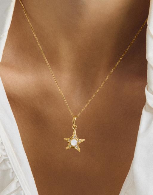 Thomas Sabo Kette mit Seestern aus Perlmutt in Gelbgold, Weiß, 3 von 4