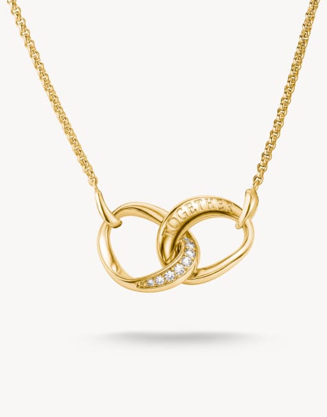 Thomas Sabo Kette mit weißem Zirkonia in Gelbgold, Weiß - view 1