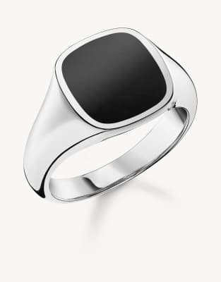 Thomas Sabo - Klassischer Ring aus 925er Sterlingsilber mit schwarzem Stein