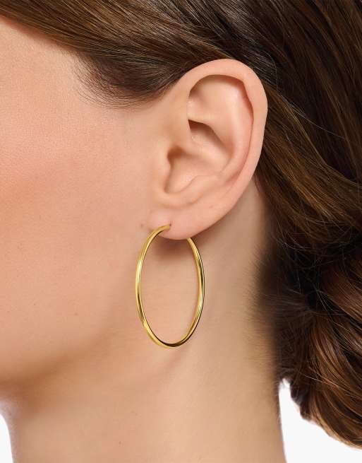 Thomas Sabo medium hoop earrings in 925 sterling silver with 18k yellow gold plating, 2 of 3