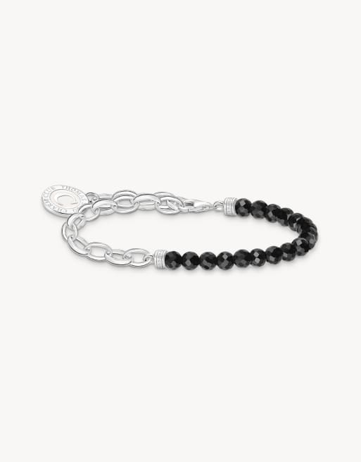 Thomas Sabo – Member – Charm-Armband aus 925er Sterlingsilber mit schwarzen Obsidian-Perlen und Charmista-Coin