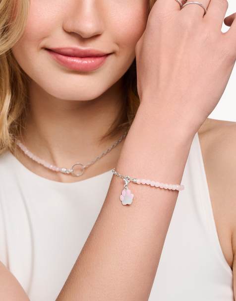 Thomas Sabo Member charm bracelet with beads of rose quartz and charmista coin silver in 925 sterling silver - view 1