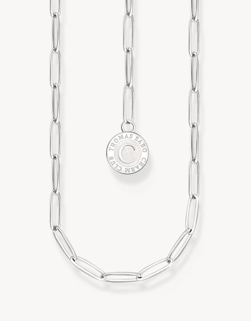 Thomas Sabo Member charm necklace with white charmista disc silver in silver, white