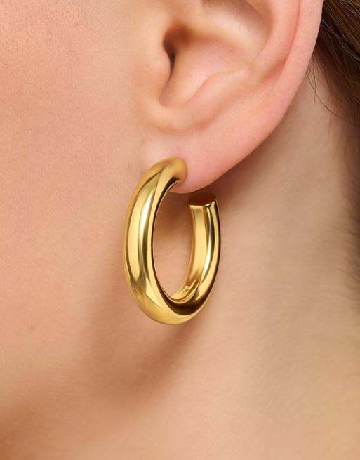 Thomas Sabo – Mittelgroße, klobige Creolen aus 18er Sterlingsilber mit 18-karätiger Vergoldung in Gelbgold