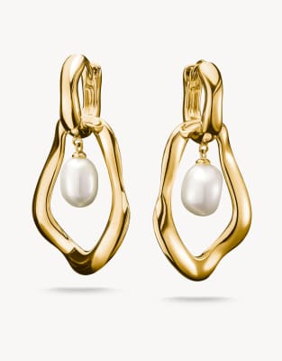 Thomas Sabo - Natural Beauty - Créoles en plaqué or avec perle d'eau douce - Or jaune et blanc