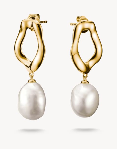Thomas Sabo - Natural Beauty - Orecchini placcato oro con perle d'acqua dolce tonalità oro giallo e bianco - view 1