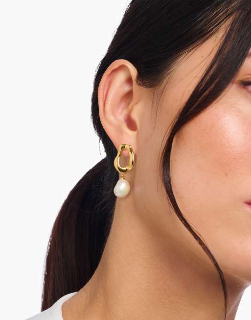 Thomas Sabo – Natural Beauty – Vergoldete Ohrringe in Gelbgold und Weiß mit Süßwasserperle, 2 von 3