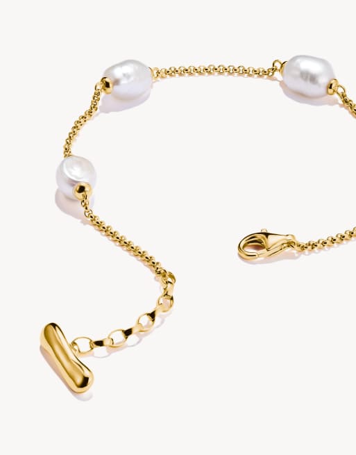 Thomas Sabo – Natural Beauty – Vergoldetes Armband in Gelbgold und Weiß mit Süßwasserperlen, 2 von 4