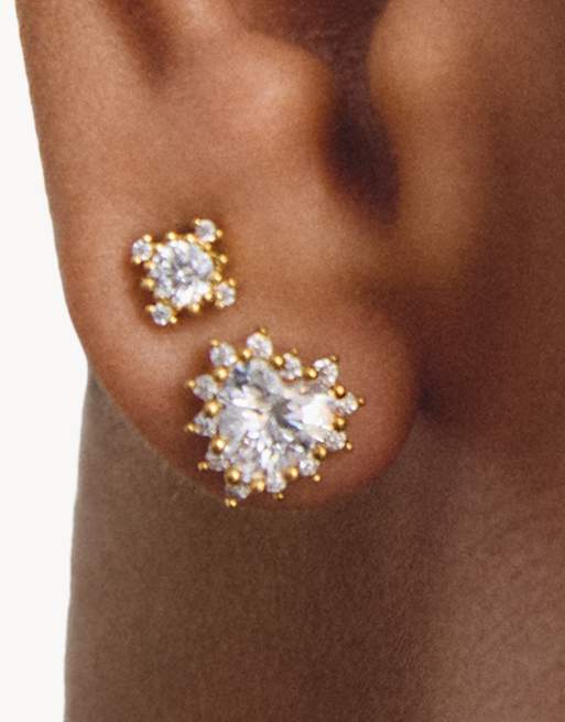Thomas Sabo oorknopjes met witte zirkonia in geelgoud, wit, 4 van 4