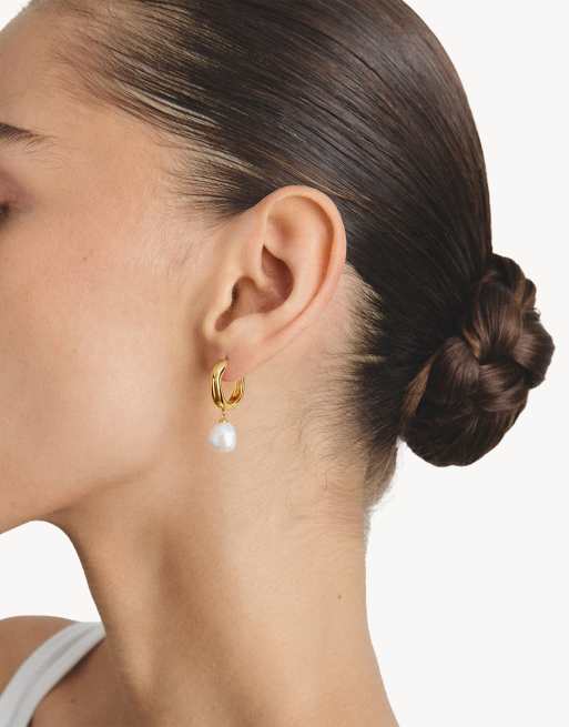 Thomas Sabo oorringen met parel in wit, goud, 4 van 4