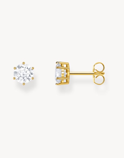 Thomas Sabo - Orecchini a bottone tonalità oro giallo e bianco - view 1