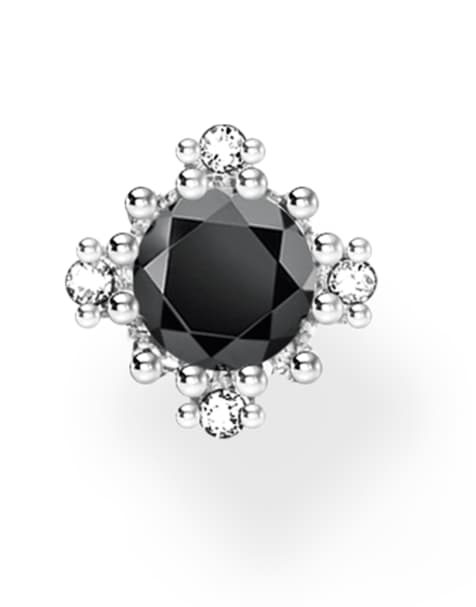 Thomas Sabo - Orecchini a bottone vintage piccoli in argento sterling con pietra nera - view 1