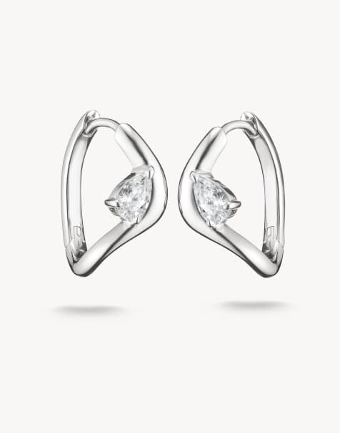 Thomas Sabo orecchini a cerchio con zirconi bianchi a goccia in argento, bianco - view 1