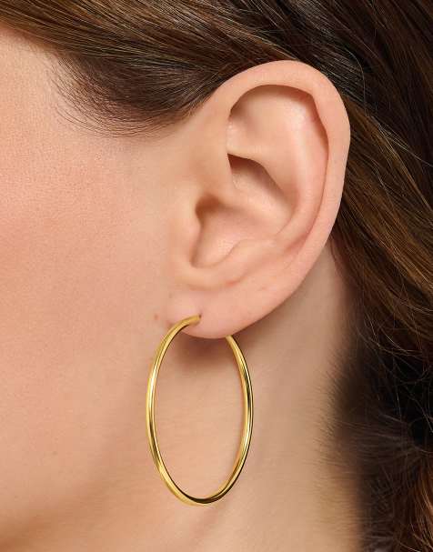 Thomas Sabo - Orecchini a cerchio medi in argento sterling 925 placcati oro giallo 18 k - view 1