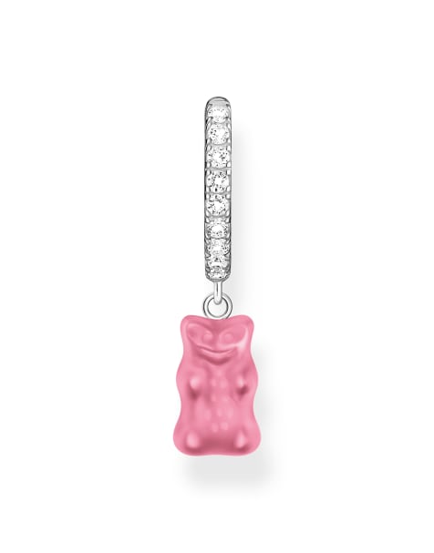 Thomas Sabo orecchino a cerchio singolo con pendente a orsetti rosa in argento sterling - view 1