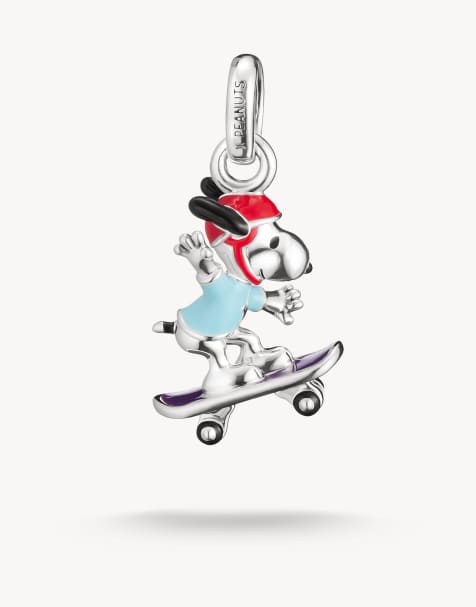 Thomas Sabo Peanuts™ charm Snoopy sur skateboard Connect en argent, argent, noir, rouge - view 1