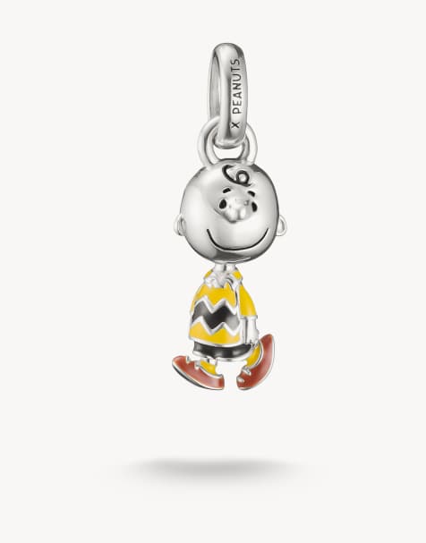 Thomas Sabo – Peanuts – Connect – Silberfarbener Charlie-Brown-Anhänger in Silber, Schwarz, Gelb und Braun - view 1