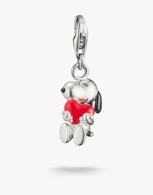 Thomas Sabo - Peanuts Original - Silberfarbener Snoopy-Anhänger mit Herzdetail in Silber, Schwarz, Rot