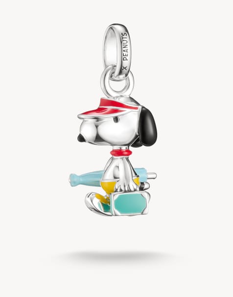 Thomas Sabo Peanuts™ snoopy charm with suitcase connect silver in silver, black - view 1