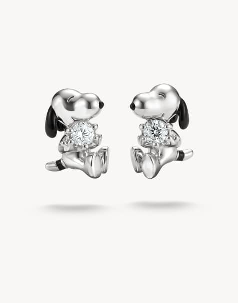 Thomas Sabo Peanuts™ snoopy stud earrings white zirconia silver in silver, white, black, red - view 1