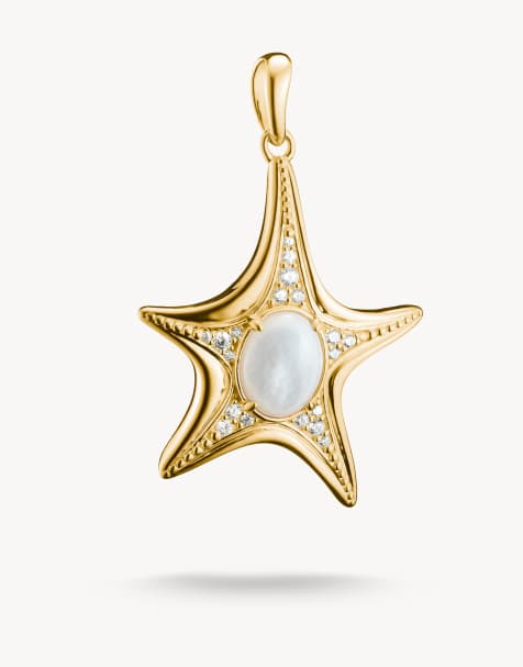 Thomas Sabo pendente a stella marina con madreperla in oro giallo, bianco - view 1