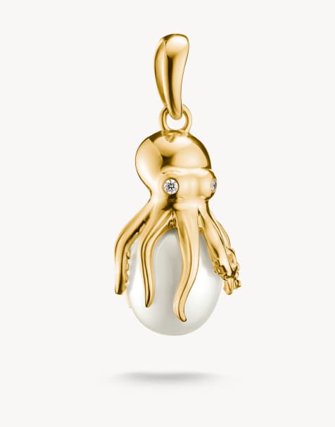 Thomas Sabo pendente polpo con perla in oro giallo, bianco - view 1