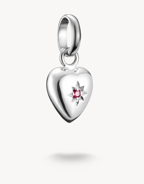 Thomas Sabo pendentif charm cœur avec étoile connect argenté rouge, argent - view 1