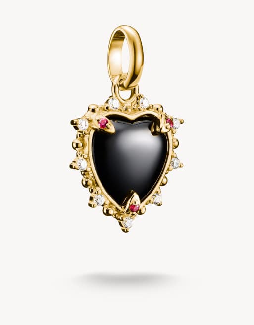 Thomas Sabo pendentif charm cœur vintage noir avec pierres, connect plaqué or en or, rouge, noir, blanc