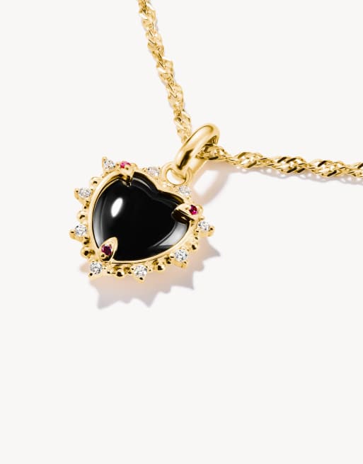 Thomas Sabo pendentif charm cœur vintage noir avec pierres, connect plaqué or en or, rouge, noir, blanc, 2 de 4