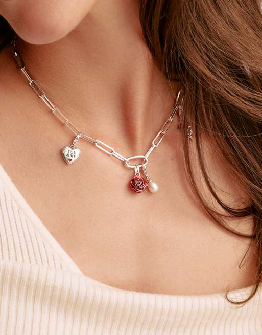 Thomas Sabo pendentif charm fleur de rose rouge Connect argenté en rouge, argent, 4 de 4
