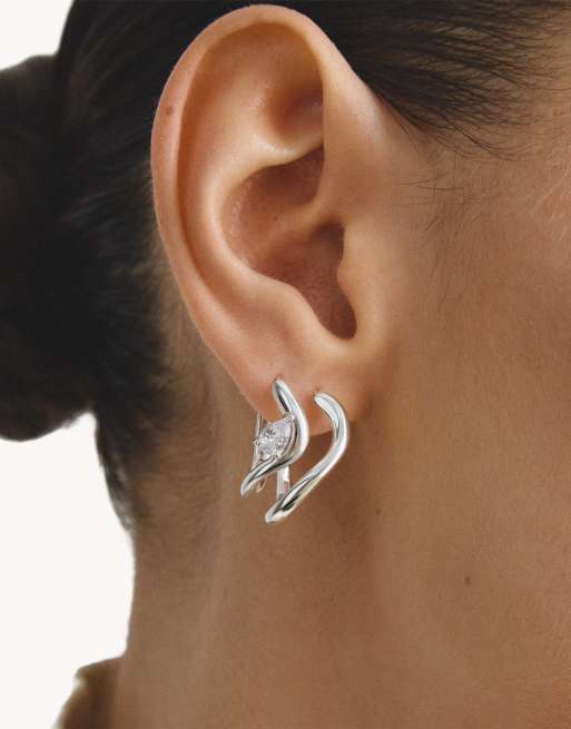 Thomas Sabo - Pendientes de aro con circonitas blancas en forma de lágrima en plata, blanco, 4 de 4